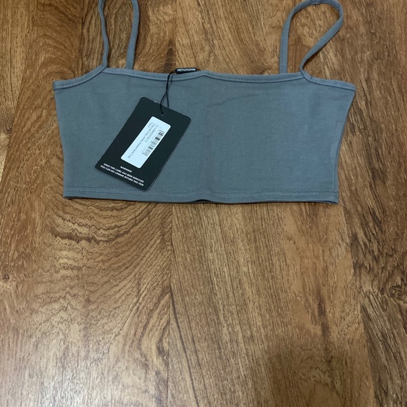 PLT Charcoal Grey Jersey Square Neck Crop Top - Picture 3 of 3